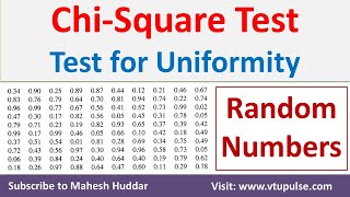 ChiSquare Test for Uniform Random Numbers Uniform Distribution Test for Uniformity by Mahesh Huddar [upl. by Mailand]