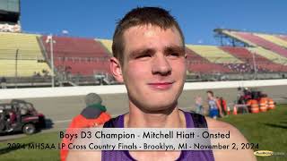 Interview Mitchell Hiatt Onsted  Boys D3 Champion at 2024 MHSAA LP XC Finals [upl. by Bartlett]