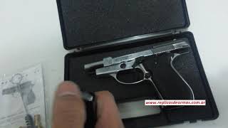 Pistola de fogueo BRUNI 84 PULIDA replica Beretta 84 [upl. by Ahsitam]