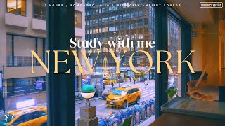 3HOUR STUDY WITH ME 🚕  Pomodoro 5010  New York City Sounds Ambience ver with timer  alarm [upl. by Erbas726]