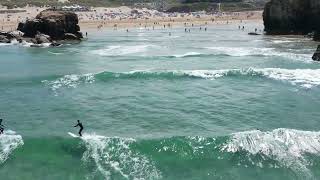 PERRANPORTH BEACH CORNWALL  JULY 2022  DRONE WITH A VIEW  4K  DRONE FOOTAGE [upl. by Allerie343]