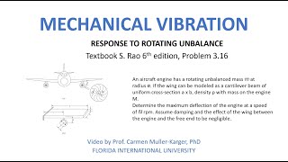 Problem 3 16 Aircraft engine with unbalance considering Mass of Engine [upl. by Ytok]