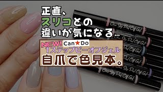 【キャンドゥ新発売！】ワンステップピールオフジェル全６色を自爪に塗った色見本＆使い方とオフのやり方！スリコジェルネイルペンと何が違う？ [upl. by Plumbo]