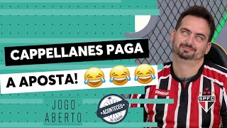 Aconteceu na Semana I Zoeira Jogo Aberto Cappellanes veste camisa do São Paulo após perder aposta [upl. by Rother57]