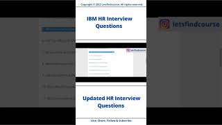 Updated IBM HR Interview Questions for Freshers ibm shorts [upl. by Elroy]