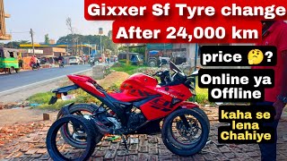 Gixxer sf 150 tyre change after 24000 km  Best tyre in budget  Bike tyre [upl. by Riggall]