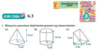 KSSM Matematik Tingkatan 2 Bab 6 bentuk geometri tiga dimensi jom cuba 63 no1 buku teks form2 [upl. by Abner479]