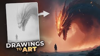 How To Turn YOUR DRAWING into AMAZING Digital Art With AI [upl. by Anawak]