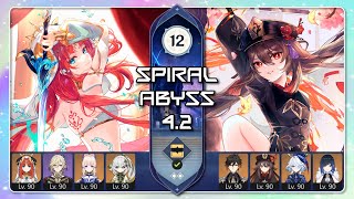 Spiral Abyss 42  Nilou Bloom Kaveh x Hu Tao Vaporize Furina  Floor 12  Genshin Impact  エリシア [upl. by Lemrahs480]