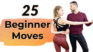 25 BEGINNER BACHATA MOVES YOU MUST KNOW [upl. by Aihsikal]