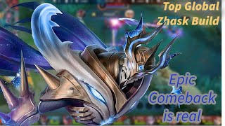 Top Global No 1 Zhask buildEpic Comeback is realNever lose hope mlbb zhask [upl. by Chon351]