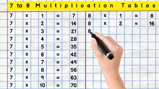 7 to 8 Multiplication Tables  7 amp 8 table  7 times table  8 times table  Multiplication Tables [upl. by Lerim243]