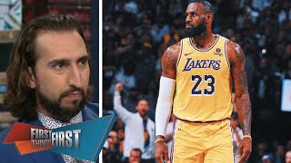 FIRST THINGS FIRST  Nick on LeBron opts out of contract with Lakers take pay cut to resign [upl. by Atinram620]