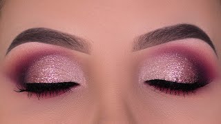 Rose Gold Glitter Eye Makeup Tutorial  Tati Beauty Palette [upl. by Assirehs]