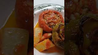 quotGEMISTAquot are traditional greek stuffed vegetables that are filled w rice amp herbs amp bake wpotatoes [upl. by Layor]