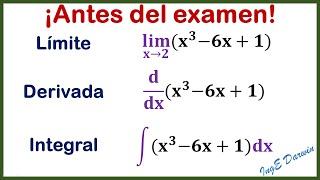 La clave Límite derivada e integral  función polinómica  Repaso antes del examen  clase 2 [upl. by Alleyne765]