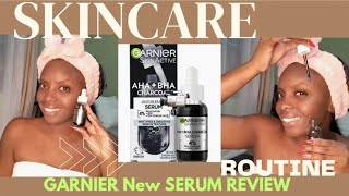 SKINCARE ROUTINE Garnier Charcoal Serum REVIEW21days honest review garnier [upl. by Llerroj]