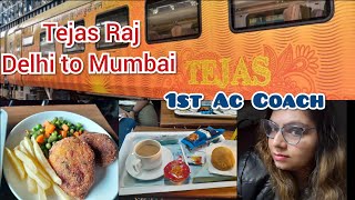 12952 Tejas Rajdhani Express1st AC Coach journeyDelhi to Mumbai traincoupe Cabin and train tour [upl. by Niveb]