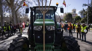 Spanische Bauern blockieren Autobahn an der Grenze zu Frankreich [upl. by Enneirb]