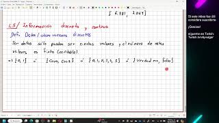 Estadistica MM l 15 Información discreta y continua [upl. by Ocicnarf]