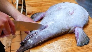 Japanese Street Food  MONKFISH ANGLER FISH Sashimi Okinawa Seafood Japan [upl. by Eeresed983]