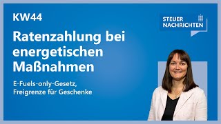 Ratenzahlung EFuelsonlyGesetz Freigrenze für Geschenke  Steuernachrichten Update 4424 [upl. by Katha907]