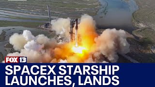 SpaceX starship launches lands in Gulf of Mexico  FOX 13 Seattle [upl. by Assetniuq]