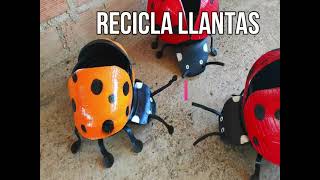 RECICLAR LLANTAS HACER MARIQUITA DE GOMAS CUCARACHITA DE NEUMATICOS RECICLADO [upl. by Valerian]