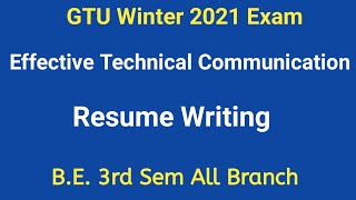 Resume Writing  Chapter 2 Technical Writing  BE Sem3  ETC  Executive Engineer [upl. by Nahshon]