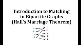 Introduction to Matching in Bipartite Graphs Halls Marriage Theorem [upl. by Annekahs]