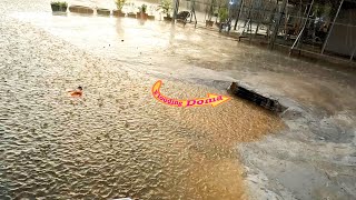 Draining Flooded Street Flooding Rain To Drain Unclogging [upl. by Ticknor]