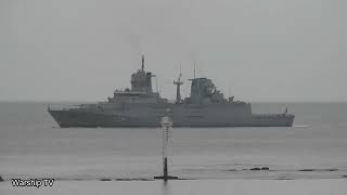 GERMAN NAVY BADENWURTTEMBERG CLASS FRIGATE FGS RHEINLANDPFALZ F225 IN PLYMOUTH SOUND 171123 [upl. by Reo]