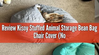 Review Kisoy Stuffed Animal Storage Bean Bag Chair Cover No Filler Washable Ultra Soft Corduroy Be [upl. by Camilia]