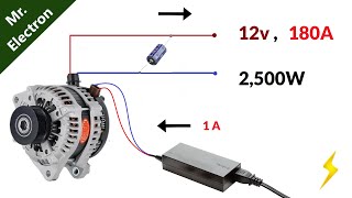 12V 180A Car Alternator RepairReuse to Generator using Laptop Charger  BMW Valeo Alternator [upl. by Maddie469]