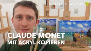 Claude Monet Bild mit Acrylfarben und Klopapier schnell malen Online Malkurs mit Dmitrij Schurbin [upl. by Yance]