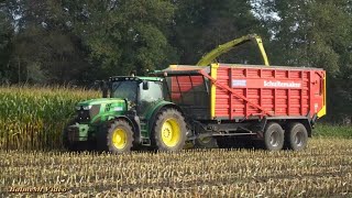 Maize Harvest with John Deere 8400 John Deere Tractor and Fendt [upl. by Modeerf]