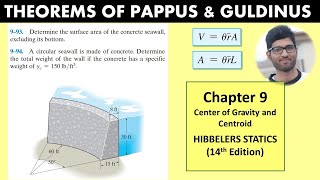 Theorems of pappus and Guldinus  CENTROID  Chapter 9  Hibbeler Statics 14th Engineers Academy [upl. by Codee296]