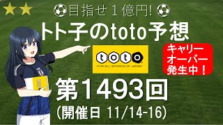 第1493回 toto 予想 Ｊリーグ サッカーくじ トト子のtoto予想 [upl. by Arded]