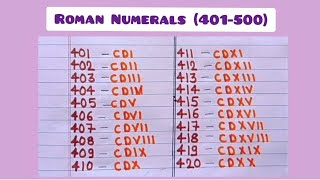 🔮 Roman Numerals from 401 to 500 [upl. by Yliram]