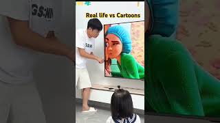 টিভি থেকে বাহিরে কার্টুন।😱 ytshorts cute honey tranding funny fishyfacts [upl. by Acherman]