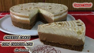 CHEESE CAKE CON CHOCOLATE sin Horno fácil lindo y delicioso [upl. by Ahseuqal]