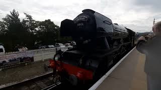 Flying Scotsman at Aviemore Station Scotland 100th anniversary 2023 [upl. by Adnamahs]