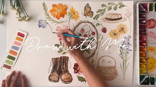 Realtime Watercolor Drawing2x Annes Flower [upl. by Tasiana]