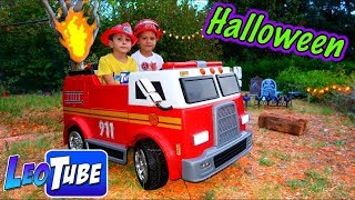 Este Halloween Salvamos un árbol con el coche de Bomberos eléctrico para niños [upl. by Hardigg]