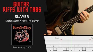 Slayer  Metal Storm  Face The Slayer  Guitar riffs with tabs  cover  lesson [upl. by Shirah]