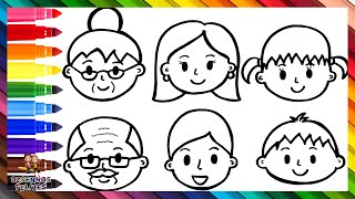 Desenhar e Colorir uma Família Avós Pais e Crianças 👵🏻👴🏻👩👨👧👦🌈 Desenhos para Crianças [upl. by Luas545]