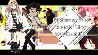 Fandoms react to Angels of deathDead Plate Rachel Gardner and Vincent Charbonneau [upl. by Sherar]