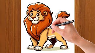 Lion drawing easy  lion drawing step by step [upl. by Cottrell]