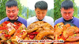 mukbang  malatang  Kebab  bread crab  funny mukbang  fatsongsong and thinermao  tzuyang [upl. by Anilehs352]