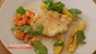 Recette  Cabillaud et crevettes au miel d’AndréClaude  Les Carnets de Julie  Le canard laqué [upl. by Hashum]